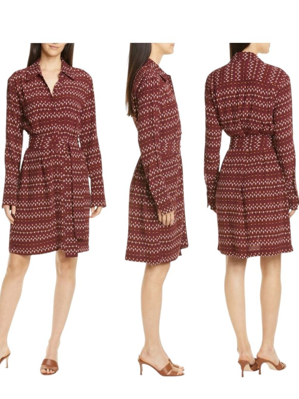 Equipment Chansette Long Sleeve Print Shirt Dress | Size S